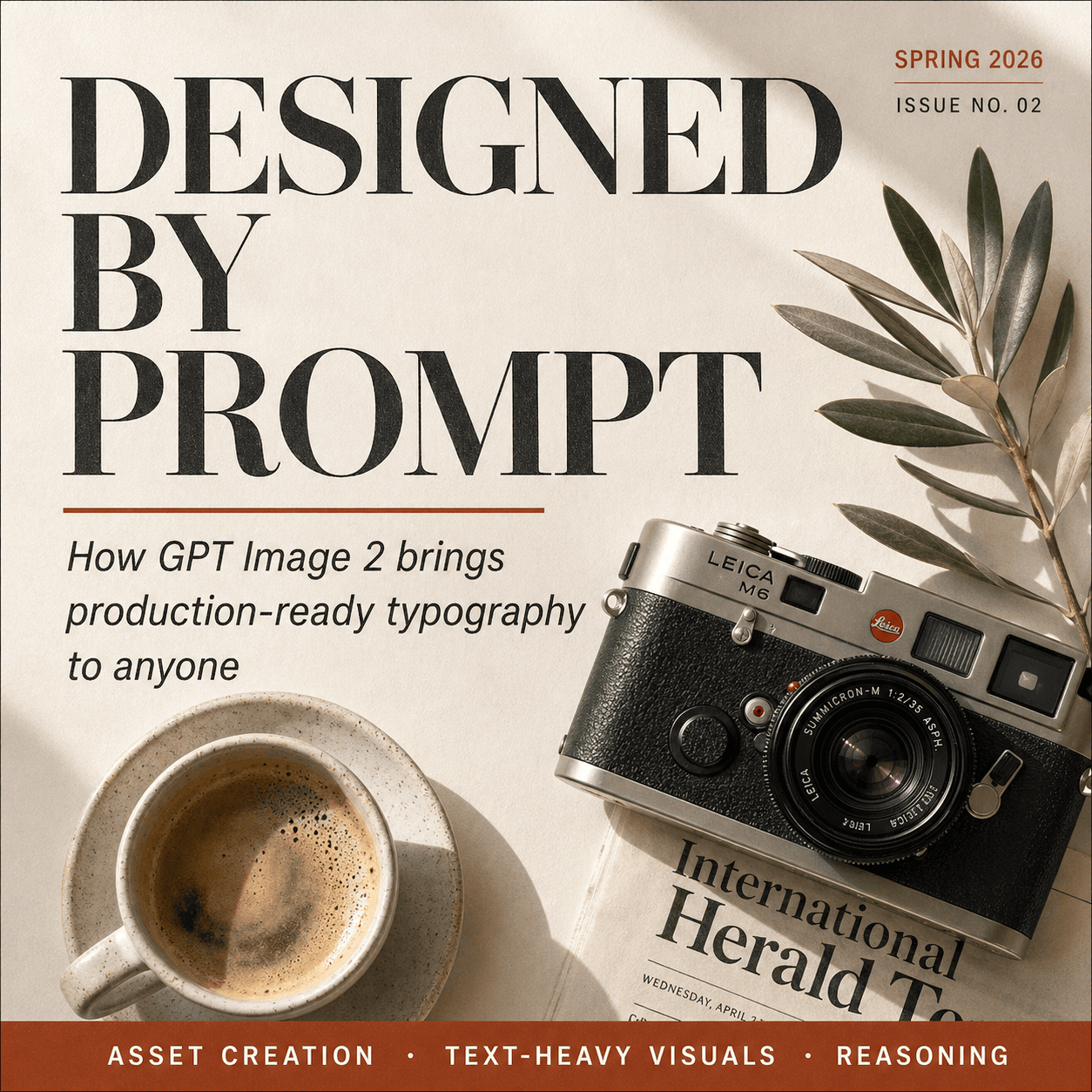 Editorial typography in English — magazine-cover quality